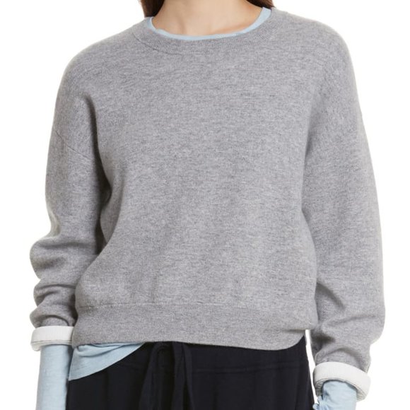 vince double layer crew neck cashmere sweater